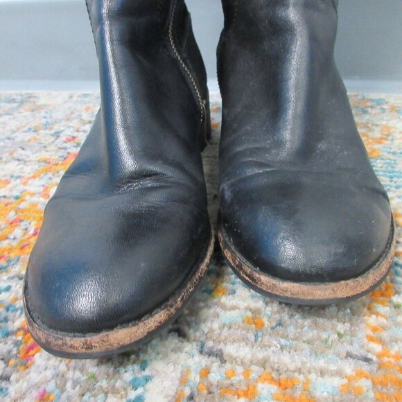 Michael Kors Leather Knee High Riding Tall Boots Women 7.5 Black Low Heels 1034 - Picture 4 of 15